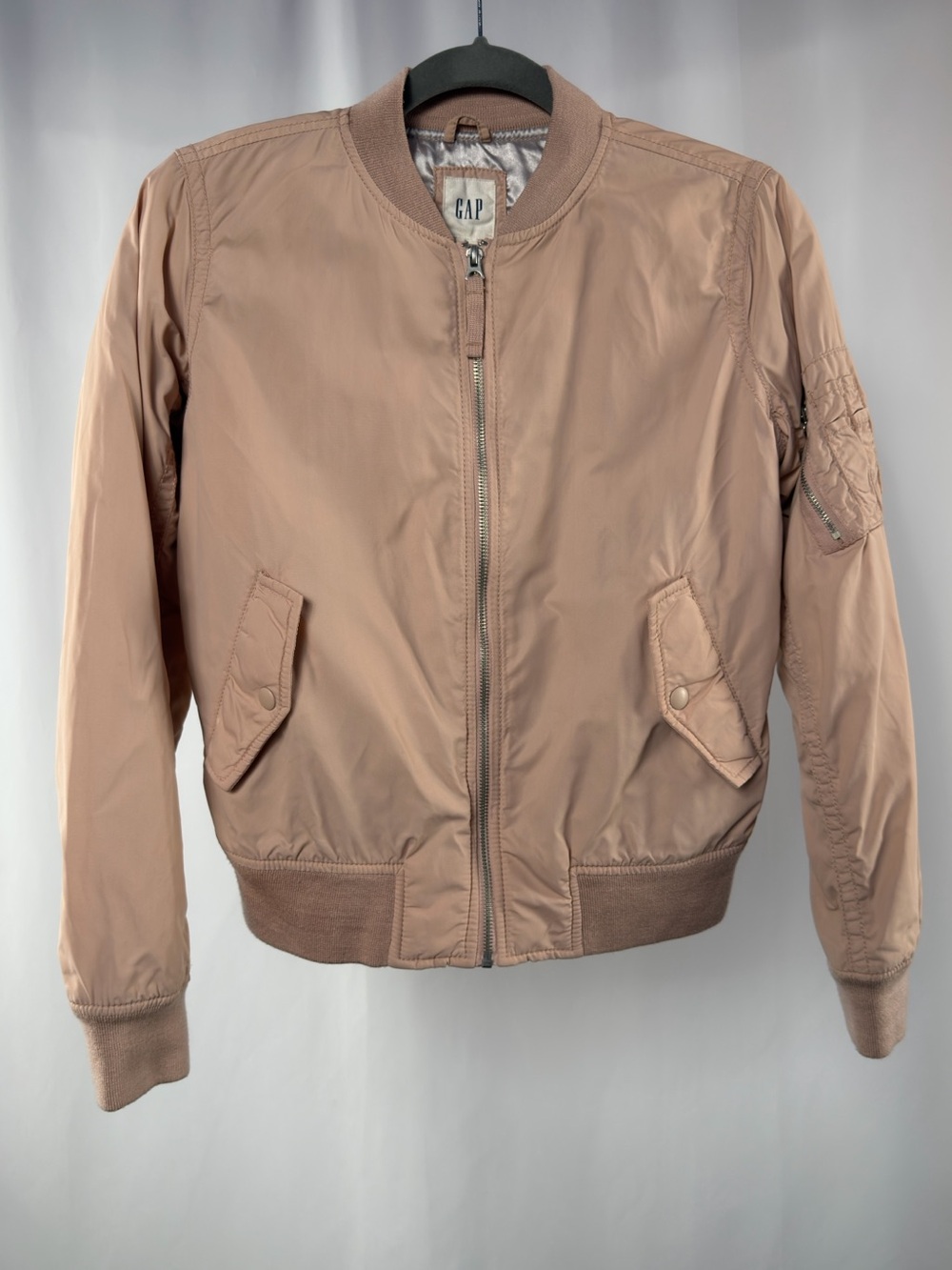 GAP Full Zip Bomber‎ Jacket in Dusty Rose Size XS